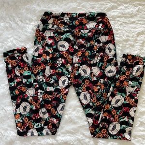 LuLaRoe Leggings OS one size black orange flowers